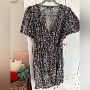 Madewell Short Sleeve Wrap Dress floral wildflower print